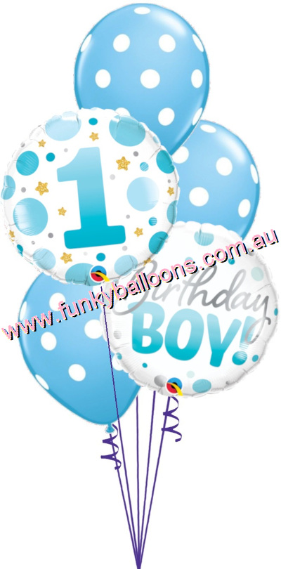 (image for) 1st Birthday Boy Blue Dots Bouquet