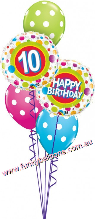(image for) Colourful Dots 10th Birthday Bouquet