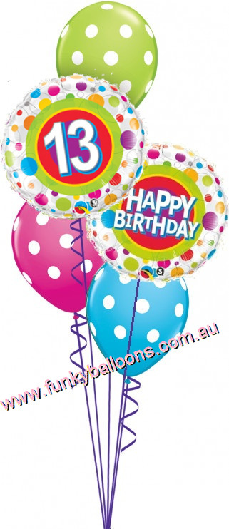 (image for) Colourful Dots 13th Birthday Bouquet