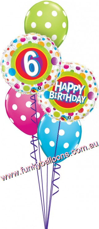 (image for) Colourful Dots 6th Birthday Bouquet - Click Image to Close