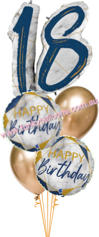 (image for) 18th Deluxe Marble Blue Birthday Bouquet