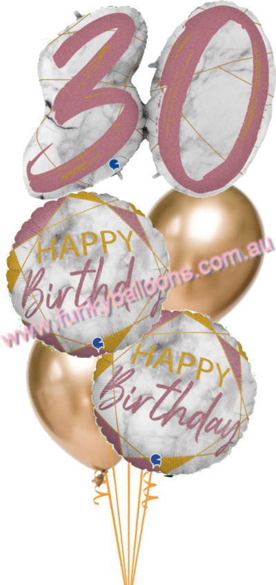 (image for) 30th Deluxe Marble Rose Gold Birthday Bouquet - Click Image to Close