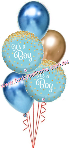(image for) It's a Boy Gold Dots and Chromes Bouquet