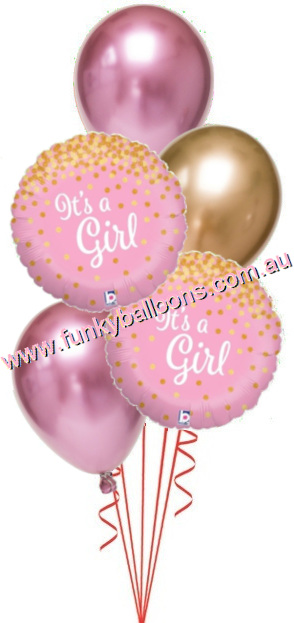 (image for) It's a Girl Gold Dots and Chromes Bouquet