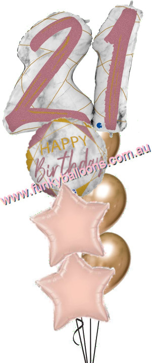 (image for) 21st Jumbo Marble Rose Gold Birthday Bouquet - Click Image to Close