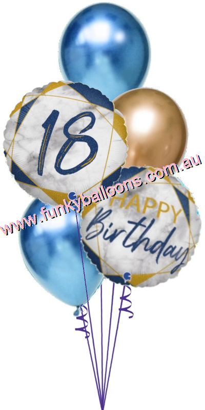 (image for) 18th Marble Blue + Chromes Birthday Bouquet - Click Image to Close
