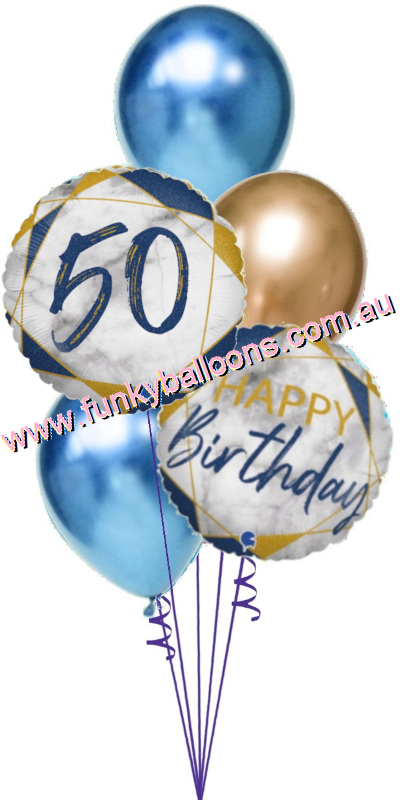 (image for) 50th Marble Blue + Chromes Birthday Bouquet - Click Image to Close