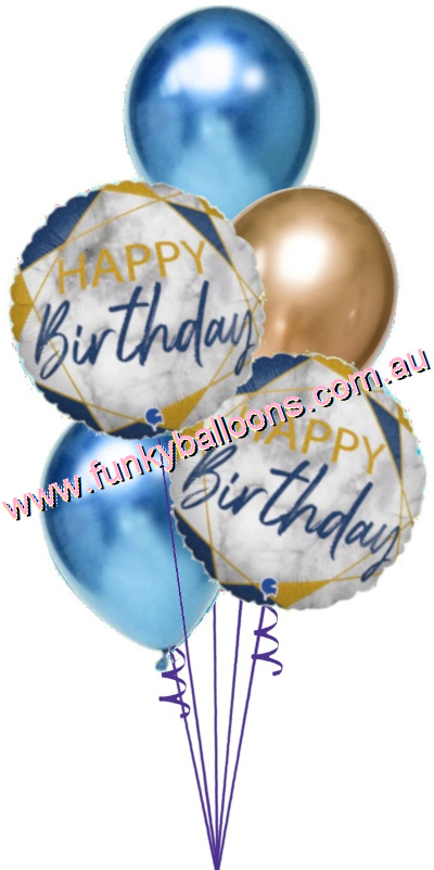 (image for) Marble Blue + Chromes Happy Birthday Bouquet - Click Image to Close
