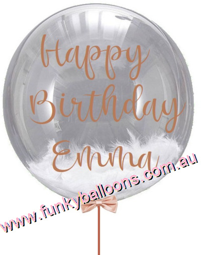 (image for) Personalised Bubble Feathers Balloon - Clear - Click Image to Close