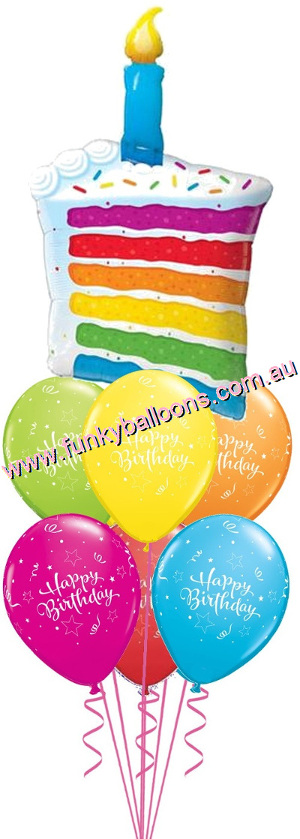 (image for) Rainbow Happy Birthday Cake Bouquet - Click Image to Close