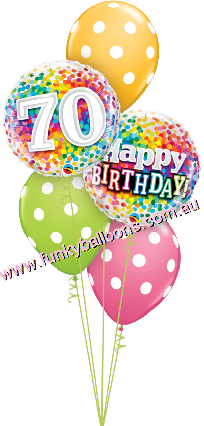 (image for) 70th Rainbow Confetti + Polka Dots Bouquet - Click Image to Close