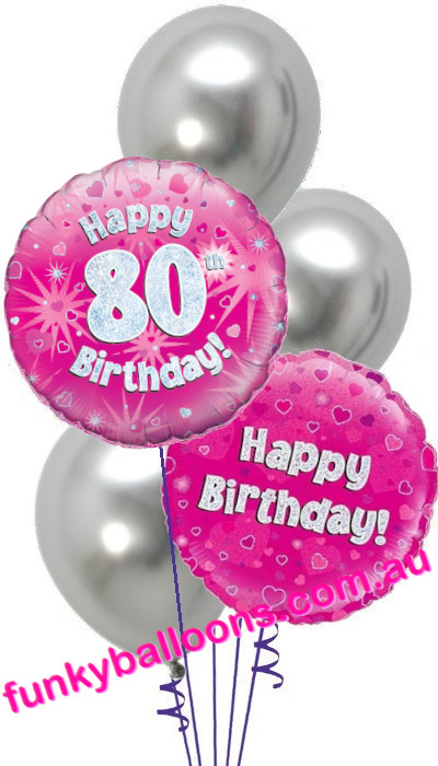 (image for) 80th Pink + Silver Birthday Bouquet