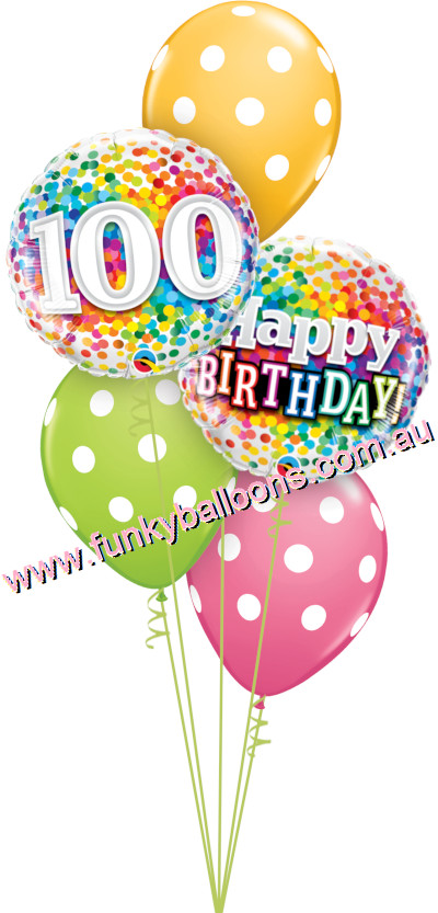 (image for) 100th Rainbow Confetti + Polka Dots Bouquet